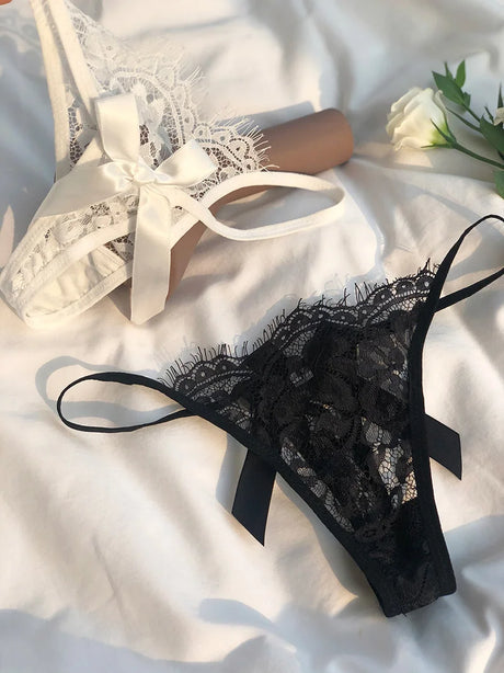 Lace Sexy Panties Thong Women Briefs Girls G String Hollow Out Transparent Underwear Female Thin Low Waist Lingerie Size S-XL