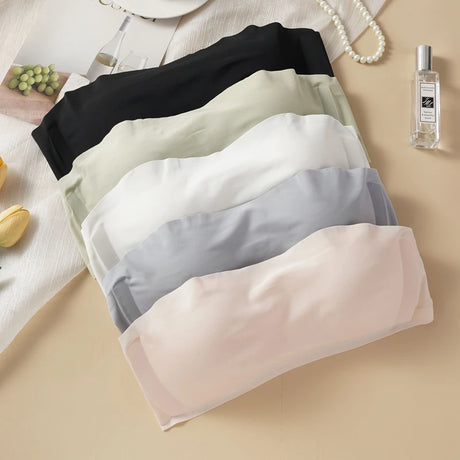 Strapless Seamless Push Up Bra for Women Non-Slip Anti-Sagging Bandeau Tube Top Invisible Underwear for Small Chest