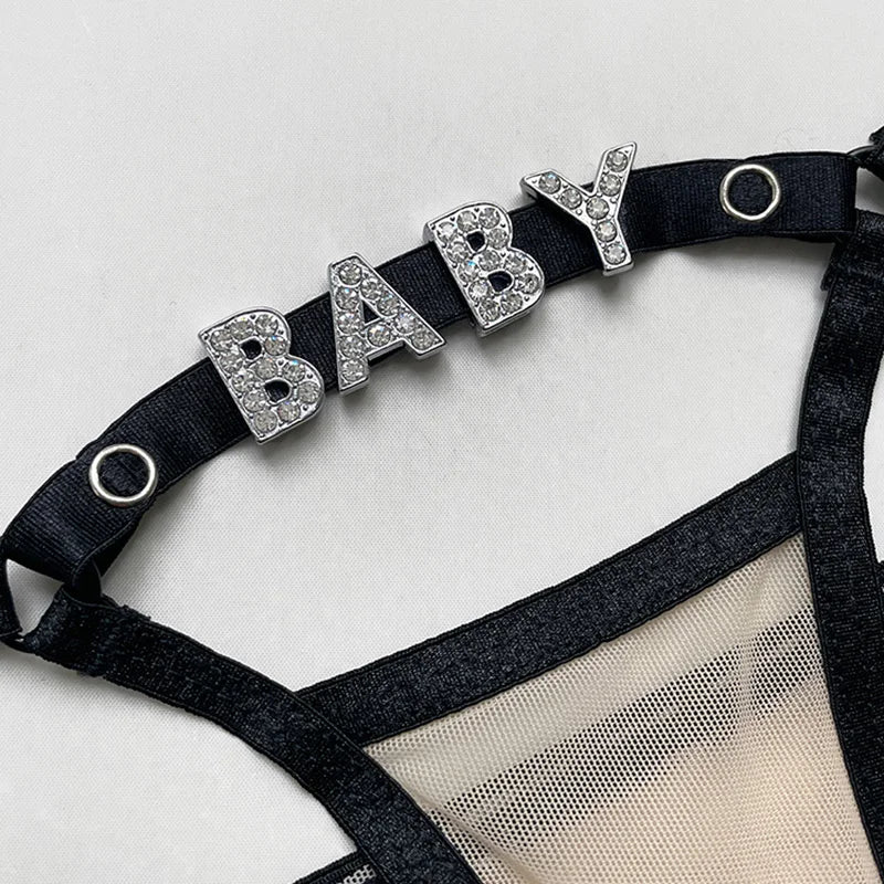 Rhinestones Sexy Girls Thong Lace Women Panties Letter G String Diamonds Briefs Hot Erotic Underwear Low Waist Female Intimates