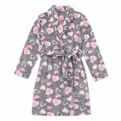 Women's Winter Printed Flannel Robe with Hidden Side Pockets, Adjustable Waist Belt, Loungwear Robe for Home & Outdoor Wear