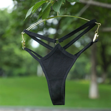 1PCS Women Sexy Cotton Panties Two Belts Hollow Out G-String Thongs Breathable Underwear for Female Solid Color Lingerie S-XL