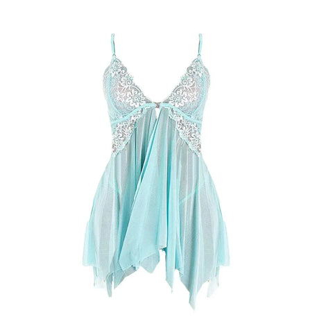 Lace Front Closure Sleepwear Women Sexy Lingerie Dress Porno Suit Babydoll Transparent Mesh Nightdress Erotic Clothing