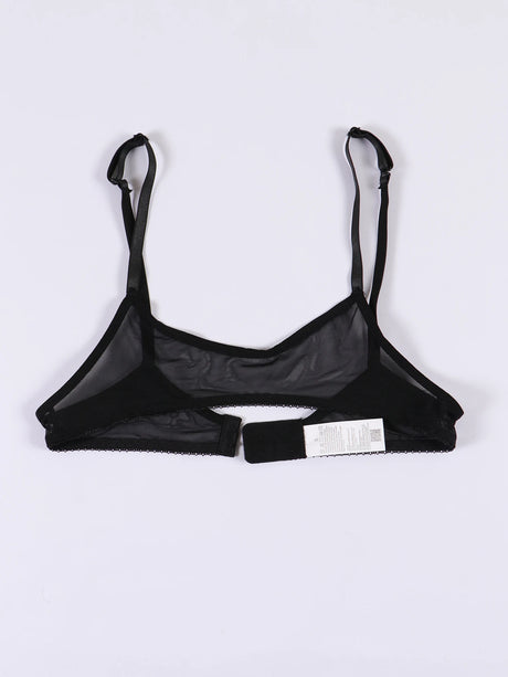 Sexy Mesh Sheer Bra 2pcs Cutout Erotic Adjustable Bra Women Open Cup Bra Underwear Hollow Out Transparent Lingerie