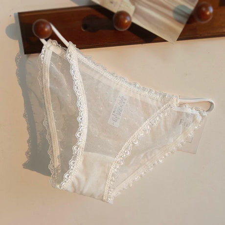 Women's underwear sexy seamless lace hollow out gauze ribbon middle waist female panties ladies breathable comfortable lingerie