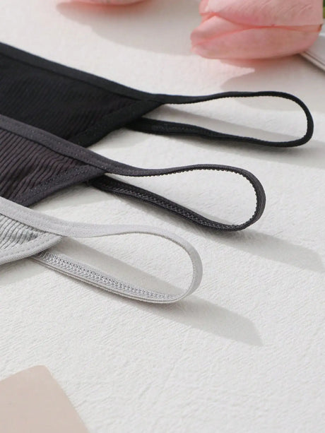 9Pcs Sexy Thong Panties Ribbed Low Waist Seamless Thongs Soft Briefs Breathable Comfortable G-String Underwear Simple Style