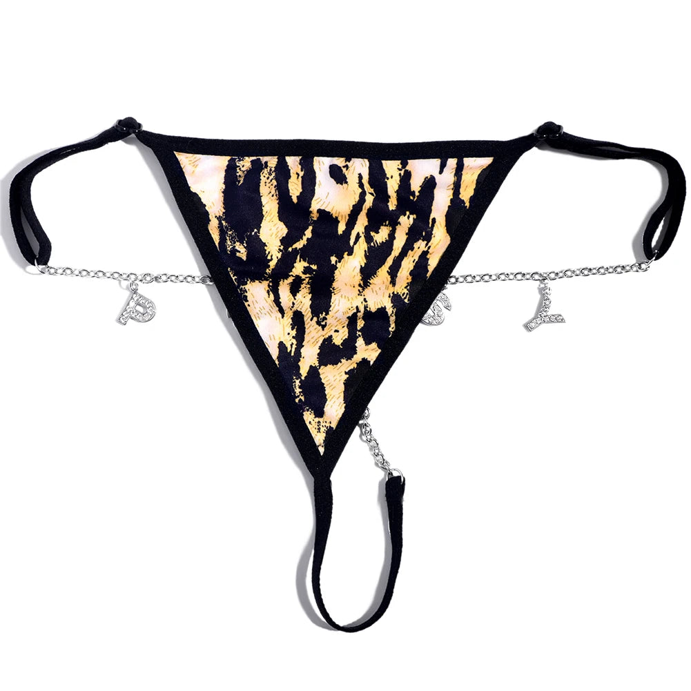 Customize Name Crystal Letters Waist Body Chain for Women Sexy Leopard Underwear Bikini Thong Body Jewelry Valentine's Day Gift