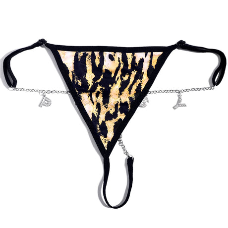 Customize Name Crystal Letters Waist Body Chain for Women Sexy Leopard Underwear Bikini Thong Body Jewelry Valentine's Day Gift