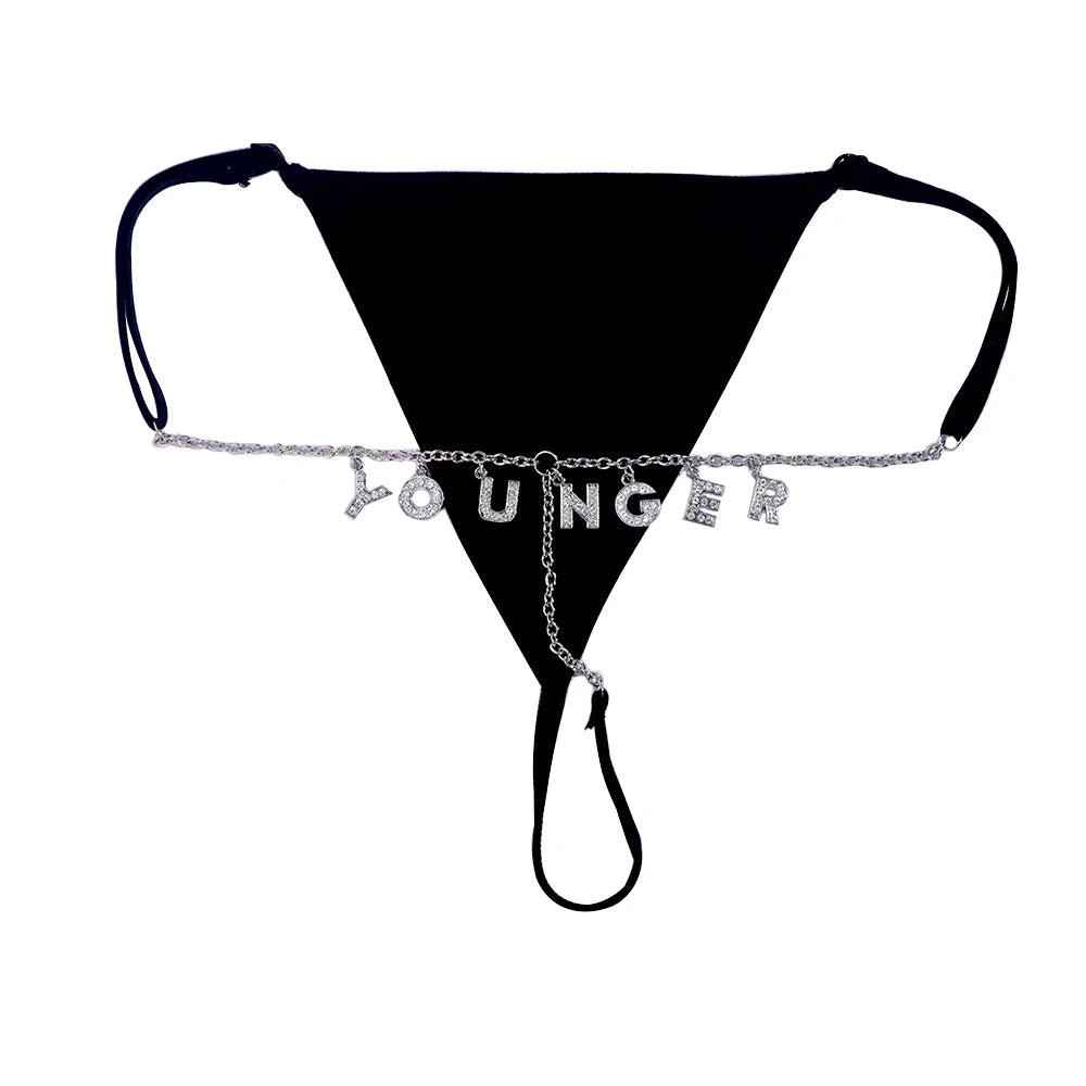 Customize Name Crystal Letters Waist Body Chain for Women Sexy Leopard Underwear Bikini Thong Body Jewelry Valentine's Day Gift
