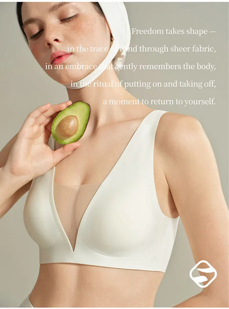 SUJIIN Sexy Seamless Plunge Push Up Bras for Women French Wireless Deep V Mesh Bra Woman 2026 New Support Lift Bralettes XM048
