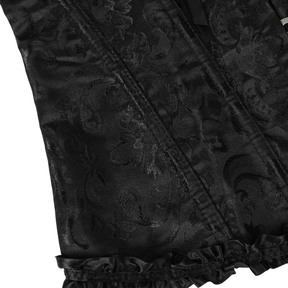 Women Bustier Corset Victorian Gothic Jacquard Front Busk Waist Cincher Halloween Party Wear