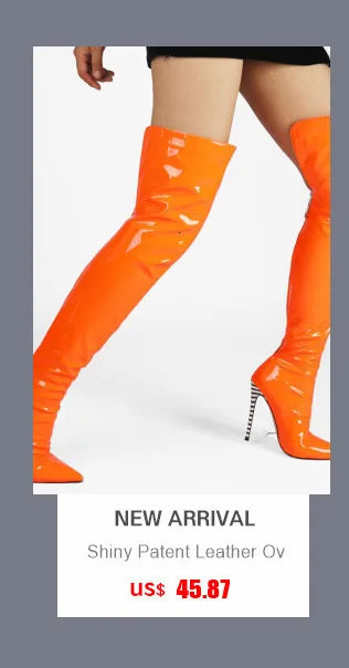 White Sexy Stiletto Heel Belt Buckle Over The Knee Boots Big Size 41-46 Pu Leather Thigh High Boots Shoes