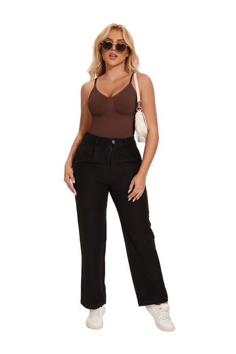 Women V Neck Shapewear Tummy Control Bodysuit Breathable Tank Top Sexy Adjustable Strap Full Body Shaper High Stretch Anti Chafing Faja Invisable Comfortable Shorts Slimming Waist Trainer Butt Lifter 3 Colors Available