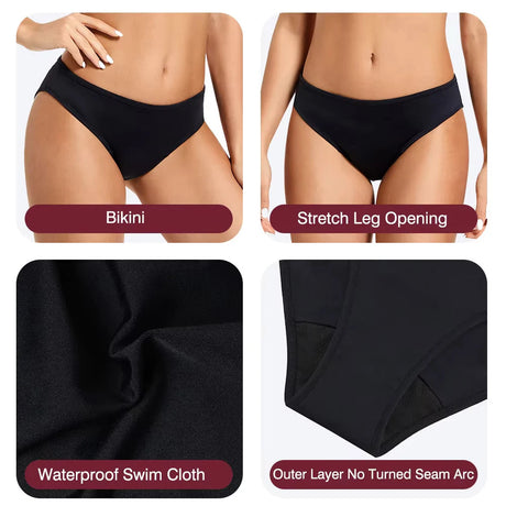 Teenagers Seamless Swimwear Leakproof Menstrual Panties Bikini Fast Absorption Period Swimsuits for Girls Women