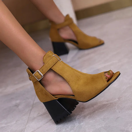 Summer Women's Fashion Peep Toe Thick Heel Sandals High-heeled Shoes for Woman Denim Leopard Print Sandalias de Mujer WSH5343