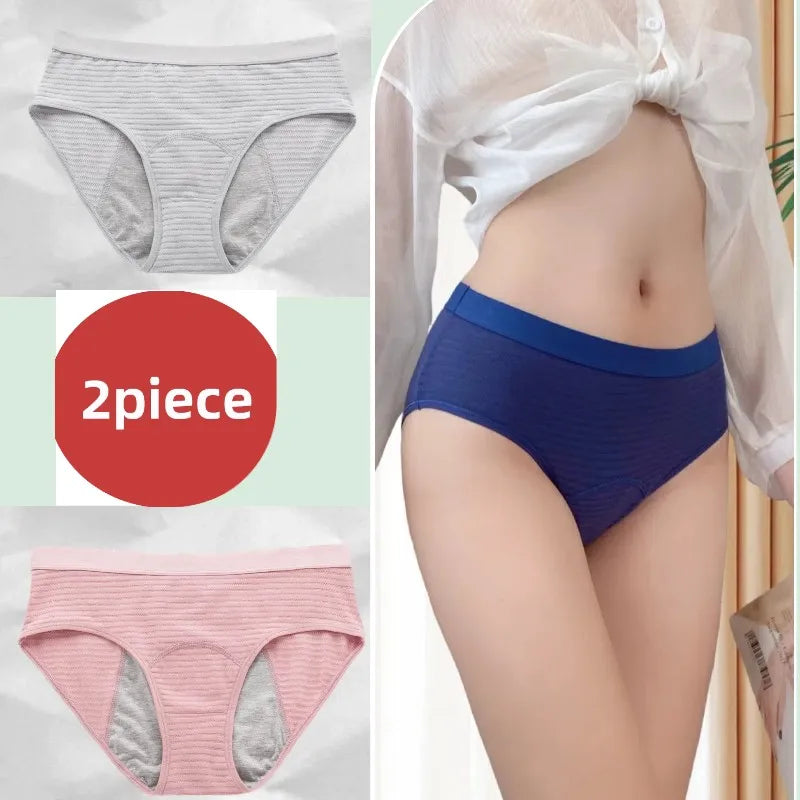 2PCS/set Leak Proof Menstrual Panties Cotton Shorts for Women Waterproof Briefs Intimates Physiological Female UnderwearXS-2XL