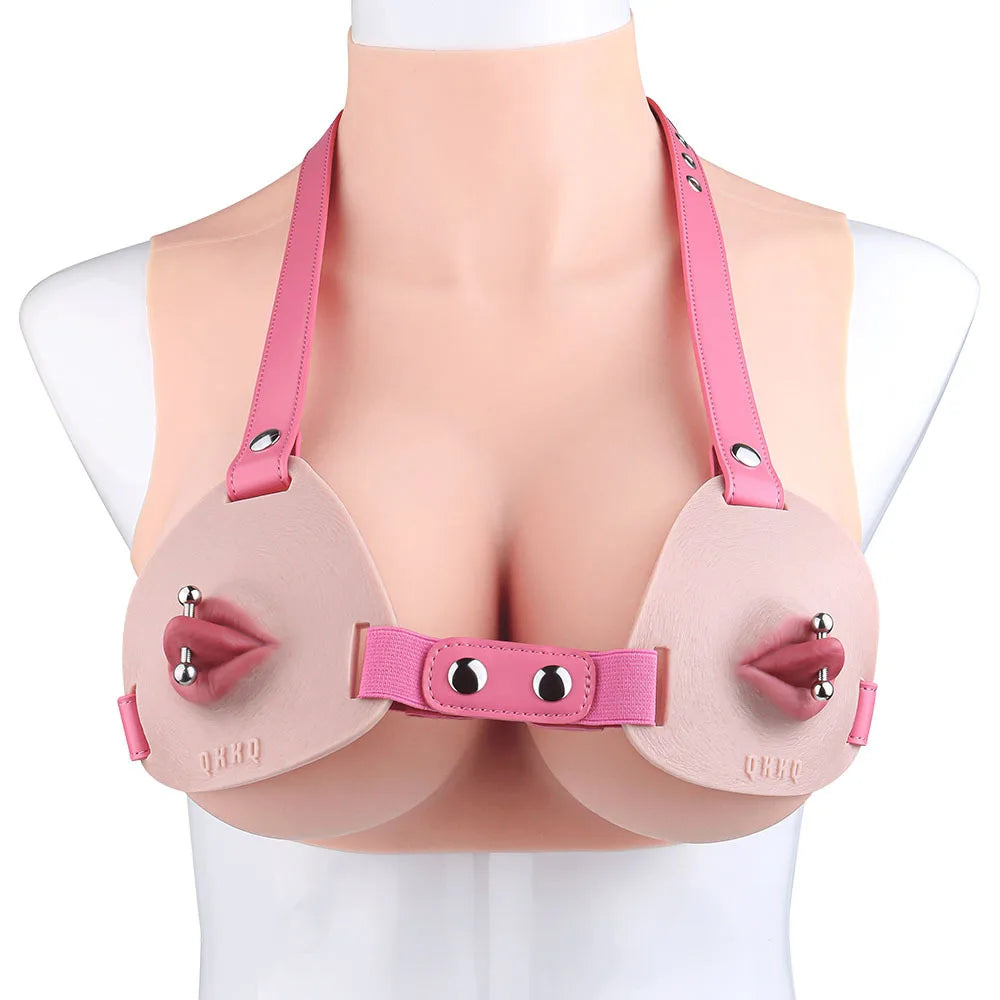 Female Fake Mouth Lip Ring Labia Wearing Silicone Lingeries Exotic Accessories Adjustable Underwear Couple Play Woman Adult Toys