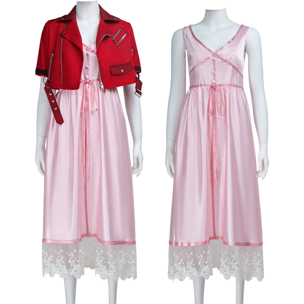 Fantasy VII Cosplay Game FF7 Aerith Gainsborough Cosplay Costume Aerith Coat and Dress Full Set Halloween Party Outfits