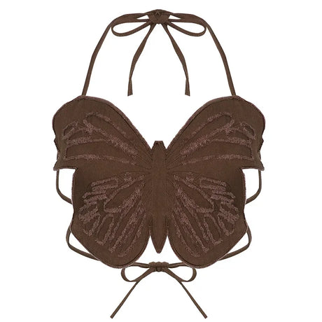 Hot Butterfly Jeans Crop Top Backless Strap Camis Sexy Lingerie Bow Bra Women Beach Mini Vest Butterfly Tank Tops Party Clubwear