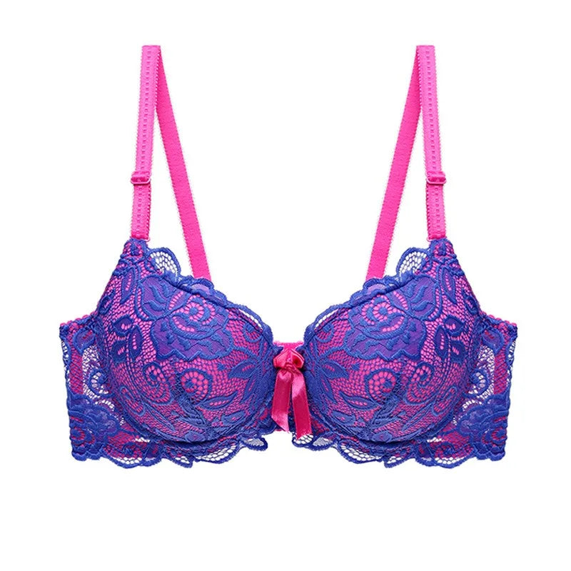 Sexy Lace Push Up Bra for Women - Underwire Demi Cup Lingerie - Comfortable Wireless T-Shirt Bras Ultra Thin Breathable Support