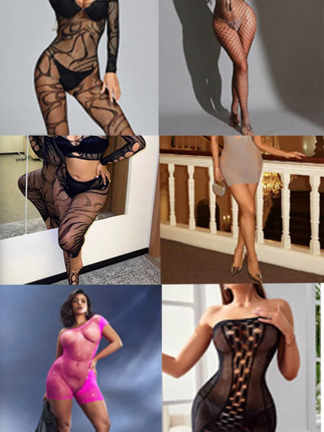 Women's Sexy Lingeries Fashion Lace Up Suits Black Sexy Slim Bodysuits Hollow Out Backless Bodycon Lingeries