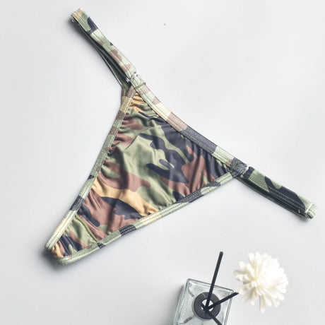 Men Women Unisex Camouflage Print Thong Underwear Adjustable Waist Strap Briefs 4 Styles Sexy Low Rise G-string Panties For D