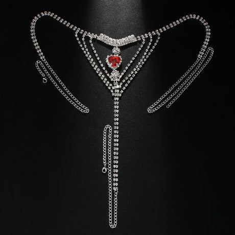 Stonefans Red Heart Jewellry Accessories Charms Waist Chain Fashion 2024 Summer Club Sexy Thong Panties G String Bikini Women
