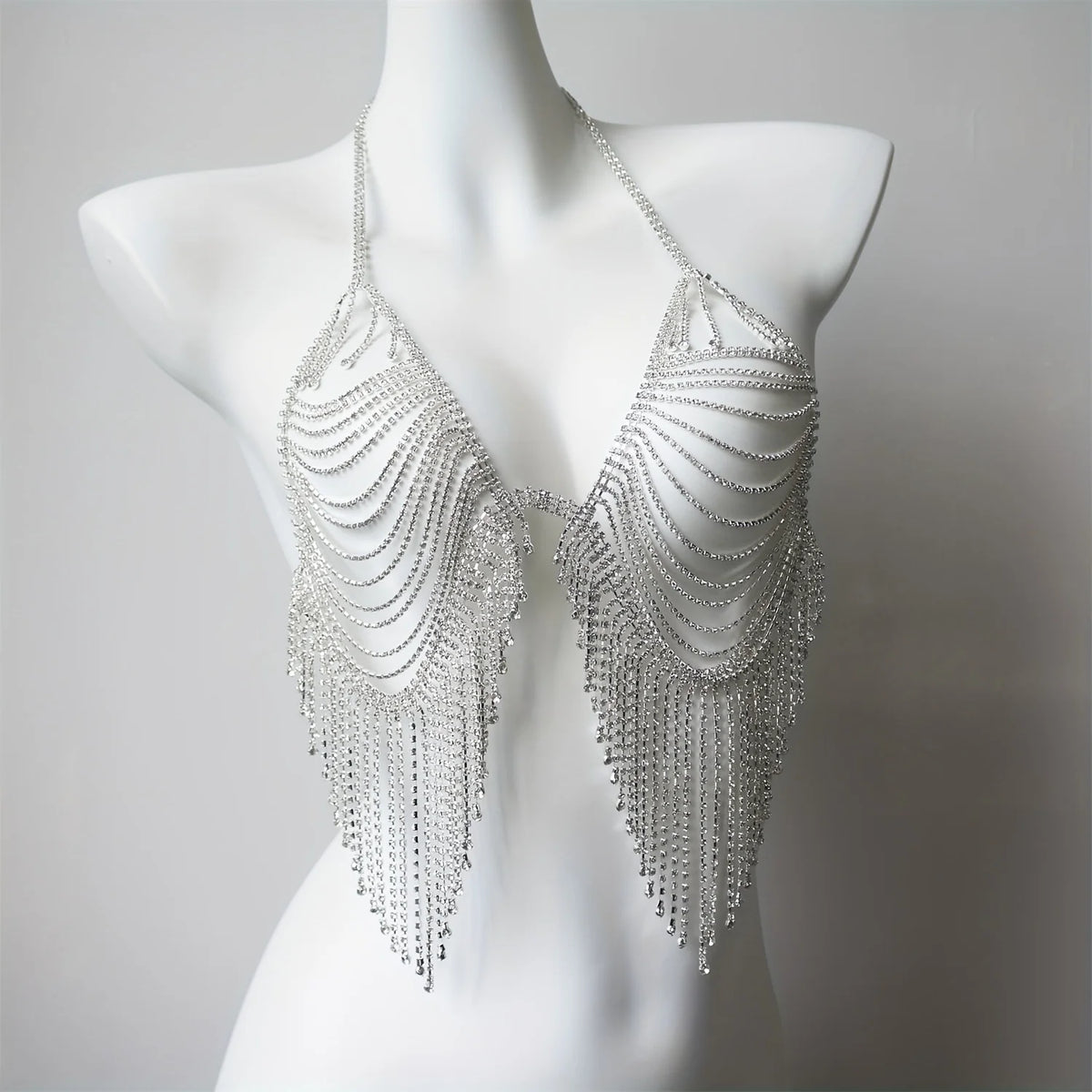 Bikini Crystal Bra Chain Sexy Rhinestone Thong Suit Body Fringed Bra Lumbar Abdominal Chain Women Sexy Underwear Accessories
