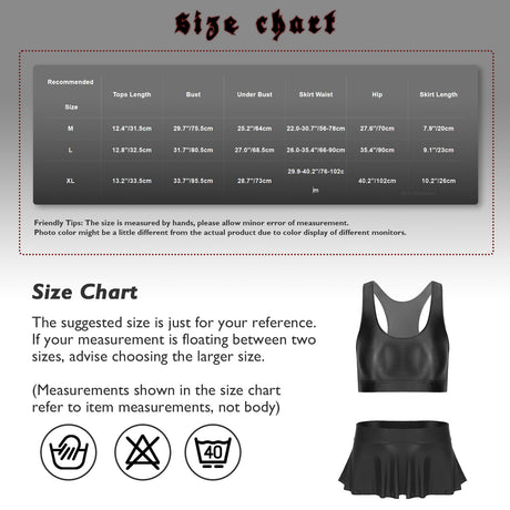 Womens Glossy Lingerie Sleeveless Crop Tank Tops Low Rise Miniskirt with Thigh High Stockings Pool Party Pole Dance Clubwear