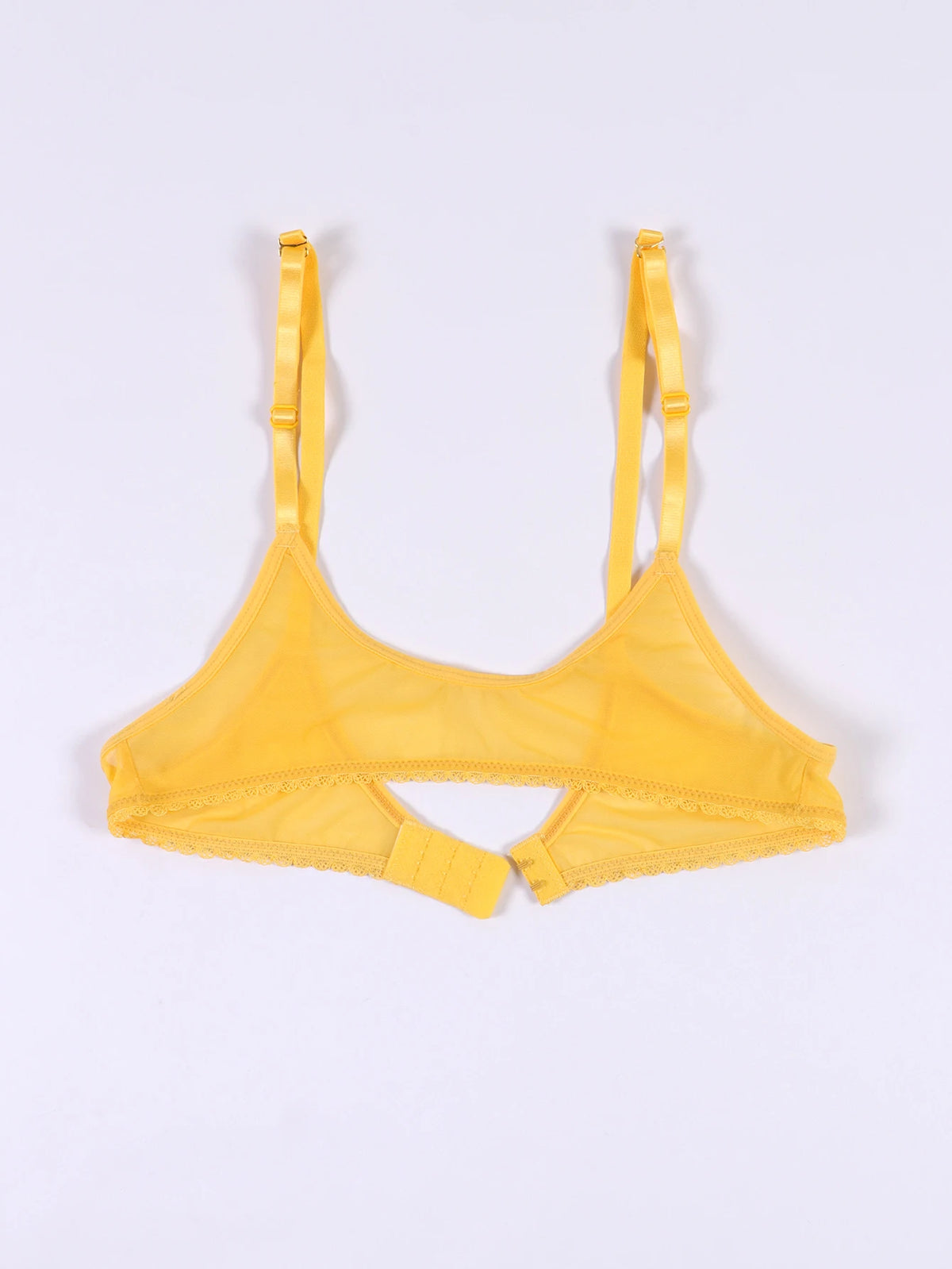 Ladies' sexy 1/4 Cup Mesh Bra, Sheer Wireless Breathable Balconette Bralette Top