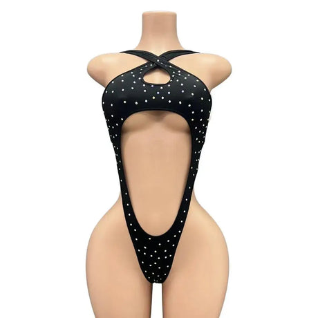 Hope&Win Rhinestone Exotic Dancewear Sexy Bodysuit Women One Piece Performance Wear Club Outfit Custom Design Wholesale