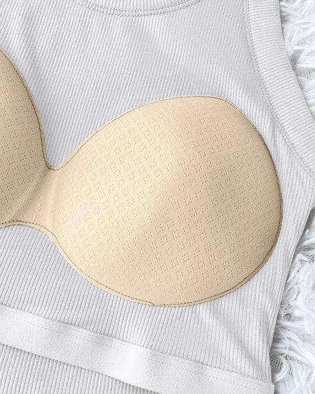 2026 New Spring Summer Women Built in Bra Tank Tops Round Neck Sleeveless Casual Tops Female Racerback Ribbed Fitted Tank Tops