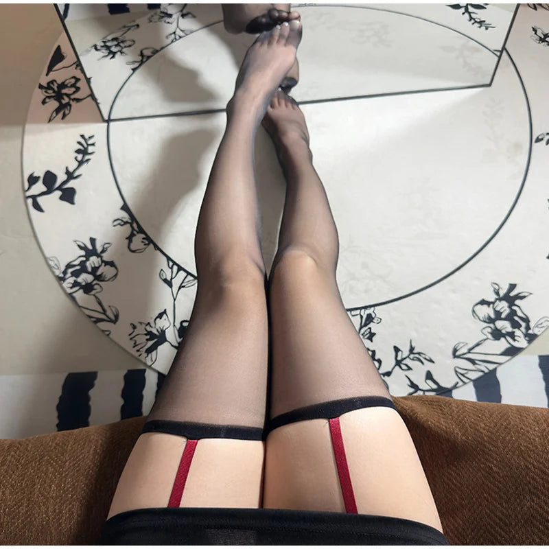 French Style garter Bodystockings Luxury Thigh High Socks Sheer Silk Tights Women's Formal Wear Breathable One-piece Pantyhose