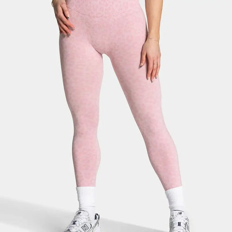 Women's Contrast Color Leopard Print Yoga Pants High Waist Elastic Hip Lifting Quick Dry Breathable Sports Trousers For Gym Runn