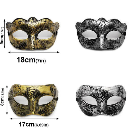 1PC Masquerade Mask Vintage Prince Mask Black Antique Copper Half Face Mask Plastic Retro Crown Masks Women Party Decoration