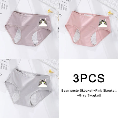 3PCS/set Women's menstrual briefs large flow postpartum water absorption leakproof briefs women's pure cotton menstrual briefs