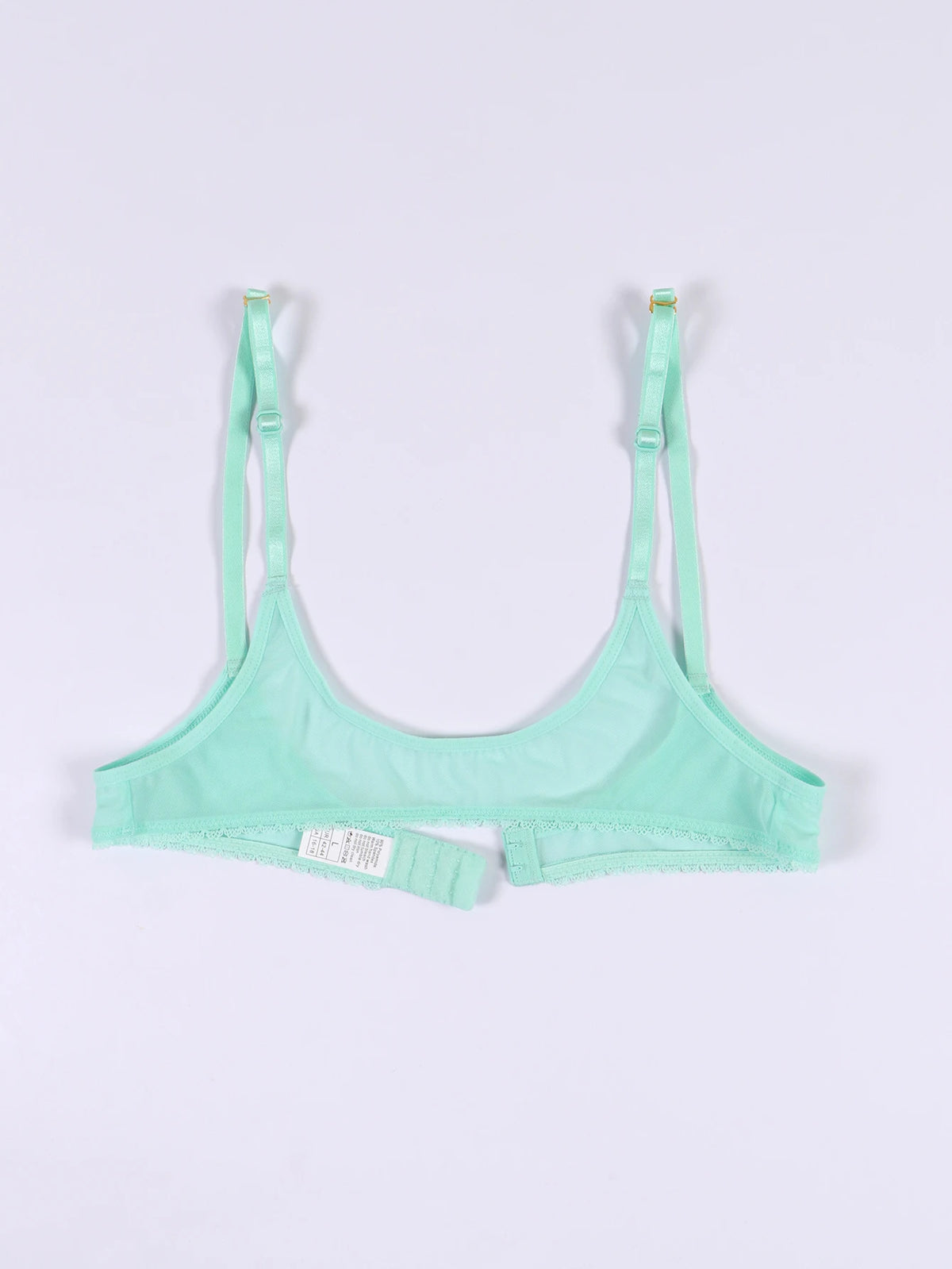 Ladies' sexy 1/4 Cup Mesh Bra, Sheer Wireless Breathable Balconette Bralette Top