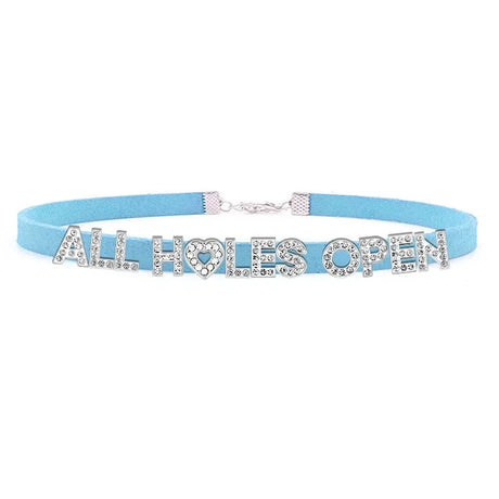 Sexy Bad Words All Holes Open Letters Choker Necklace Women Men Suggestive Adult Chocker Collar Cosplay Custom Jewelry Gift