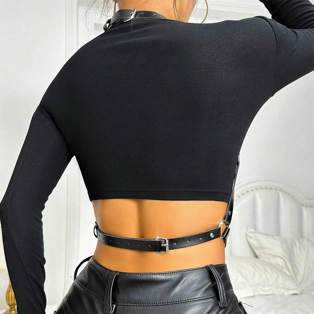 Women Fashion Chain Leather Waist Belt Chest Harness Belt Corset Bondage Lingerie Punk Gothic Lingerie Clothing Accessorie