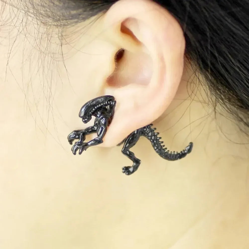 New Exquisite Ladies Niche Dinosaur Earrings Halloween Fashion Horror Monster Alien Earrings Punk Street Trend PartyJewelryGifts