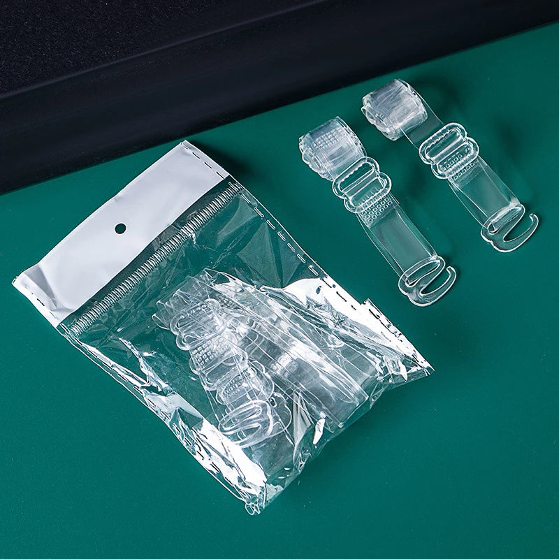 FallSweet 2/4/10/20PCS Adjustable Invisible Clear Bra Straps for Women Transparent Elastic Shoulder Belt Lingerie Accessories
