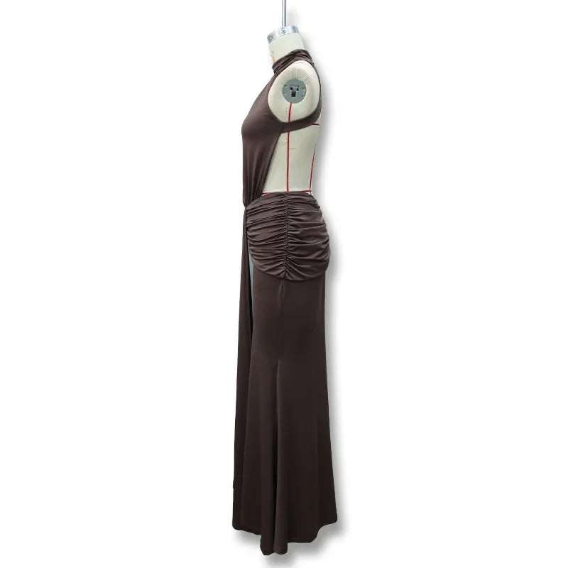Women Solid Color Mermaid Evening Dress Sexy Open‑Back Slim Floor‑Length Long Gown Formal Banquet Party Maxi Dresses For Ladies