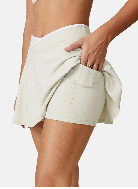 Women Tennis Skorts with Shorts High Waist Cross Running Cycling Fake Two Piece Sports Skirt Gym Fitness Workout Yoga Bottoms