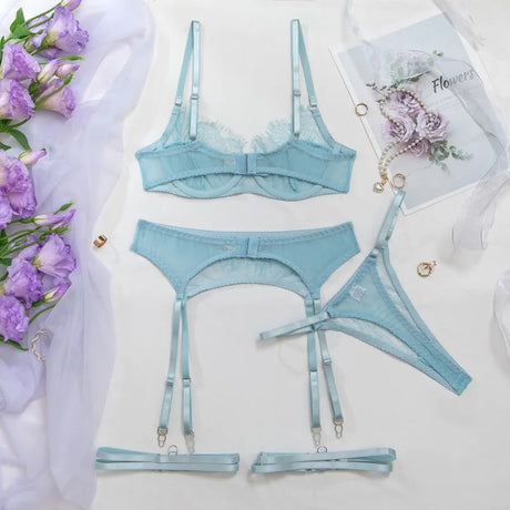 Women's Red Lace Lingerie Set with Underwire Bra High Waist Garter Belt Thong and Thigh Straps Romantic Bedroom Outfit Set 2026