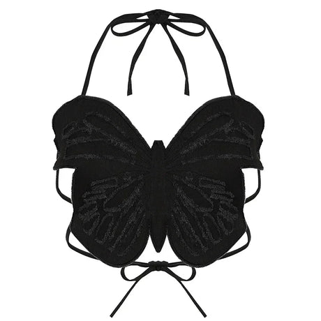 Hot Butterfly Jeans Crop Top Backless Strap Camis Sexy Lingerie Bow Bra Women Beach Mini Vest Butterfly Tank Tops Party Clubwear