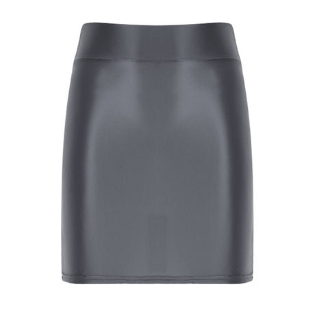 Womens Glossy Two-piece Outfit Oil Shiny Smooth High Waist Mini Skirt with Tank Top Nightclub Rave Outfit Pole Dancing Clubwear