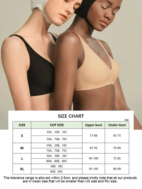 SUJIIN Sexy Wireless Bras for Women Plunge Seamless Invisible Padded Push Up Bra Comfortable Smoothing Female Bralette Bh MX074G