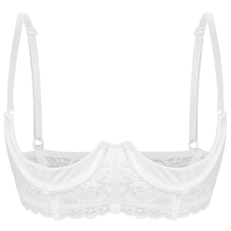 Womens Sexy Open Cup Underwired Bra Patent Leather See-through Floral Lace Brassiere Exposed Nipple Lingerie Underwear Nightwear