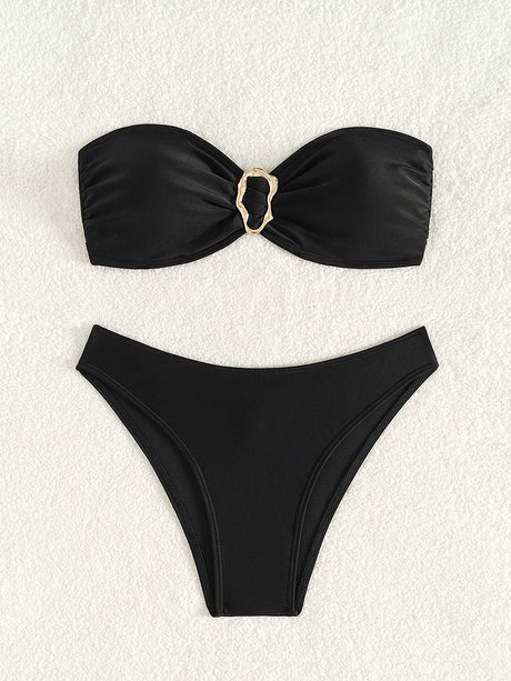 Sexy Cut-Out Bikini Set - Trendy Swimwear for Beach Goddesses Stunning Strapless Bikini Top Two-Piece Swimwear for Women