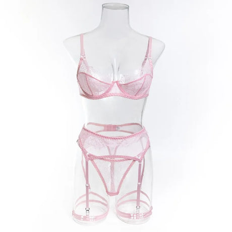 Women's Red Lace Lingerie Set with Underwire Bra High Waist Garter Belt Thong and Thigh Straps Romantic Bedroom Outfit Set 2026