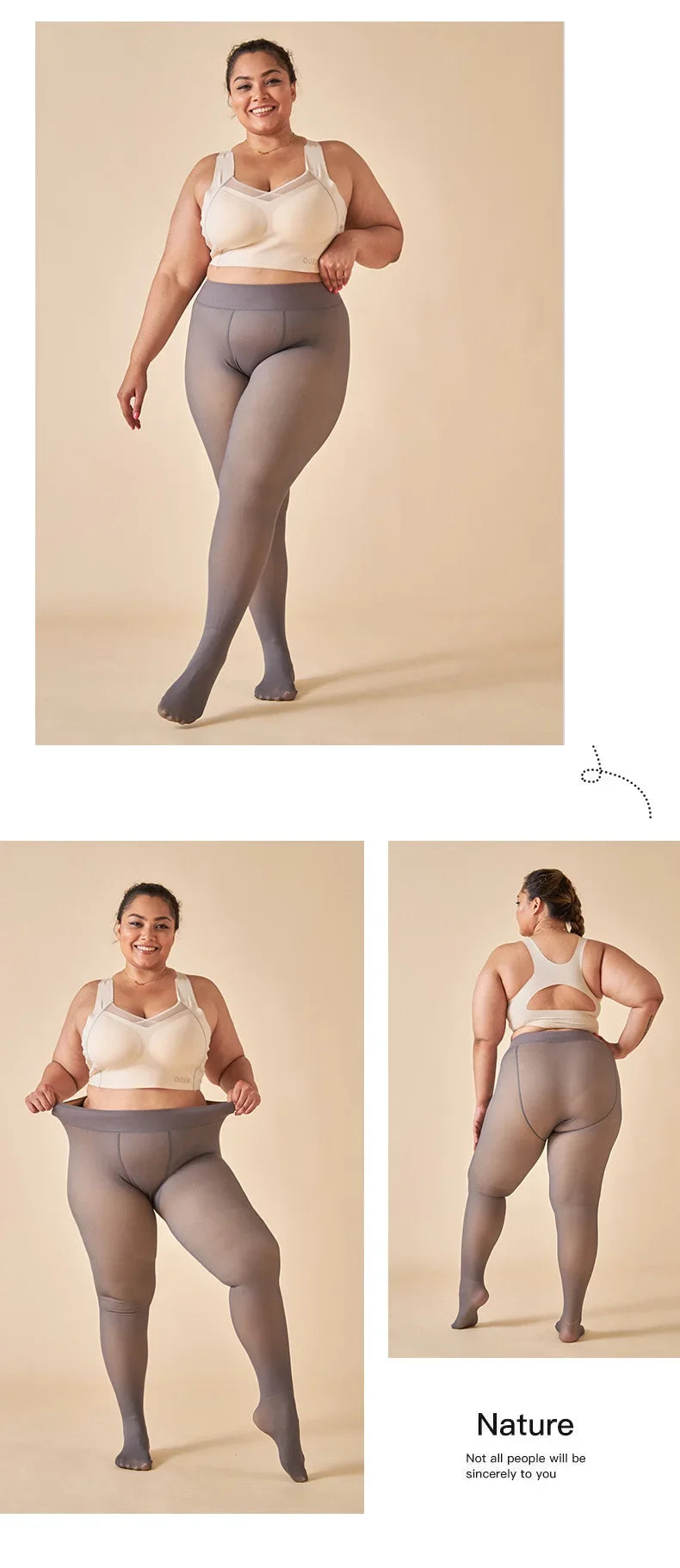 2PCS Plus Size Women's Fleece Warm Winter Tights Leggings Thick Fleece Panty Fake Translucent Pantyhose Thermal Stockings Woman